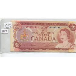 1974 BANK OF CANADA TWO DOLLAR BILL