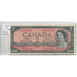 1954 BANK OF CANADA TWO DOLLAR BILL (ASTERIX)