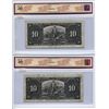 Image 2 : Lot of 2 Canada 10 Dollar 1937 Bank of Canada $10 Gordon Towers BC-24c BCS 20 Very Fine