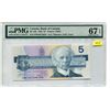 Image 1 : Canada 5 Dollars 1986 P 95 Superb GEM UNC PMG 67 EPQ HIGHEST