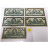 Image 1 : lot of 5 Canada 1 Dollar 1937 Bank of Canada $1 Gordon-Towers