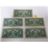 Image 3 : lot of 5 Canada 1 Dollar 1937 Bank of Canada $1 (4 Coyne-Towers, 1 Osbourne-Towers)