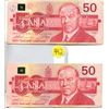 Image 1 : Lot of 2 Canada 50 Dollar 1988 Bank of Canada $50