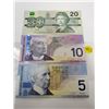 Image 1 : 1991 Canada $20 *Tear* 2005 Canada $10 Jenkins Dodge & 2002 Canada $5 Knight Dodge