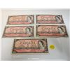 Image 1 : Lot of 5 1954 Bank of Canada $2 Two Dollar bills