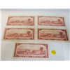 Image 2 : Lot of 5 1954 Bank of Canada $2 Two Dollar bills