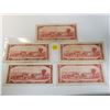 Image 2 : Lot of 5 Canada 2 Dollar 1954 Bank of Canada $2 Circulated