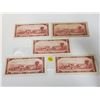 Image 2 : lot of 5 Canada 2 Dollar 1954 Bank of Canada $2 bills Circulated