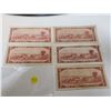 Image 2 : Lot of 5 Canada 2 dollar 1954 Bank of Canada $2 bills Circulated