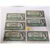 Image 1 : Lot of 6 Canada 1 Dollar 1954 Bank of Canada $1 Modified Portrait