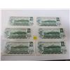 Image 2 : Lot of 6 Canada $1 One dollar bills, 1973 Bank of Canada