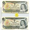 Image 1 : 2 1973 Bank of Canada $1 One dollar bills