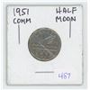 Image 1 : 1951 COMM Canadian Nickel Half Moon