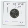 Image 1 : 1967 Canadian Nickel All Letters  Double