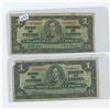 Image 1 : 2 - 1937 $1.00 Bills Sig. Gordon & Towers (Bank of Canada)
