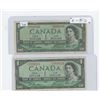 Image 1 : 1954 Bank of Canada $1.00 Bill Sig. Beattie & Coyne x 2