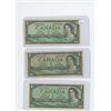 Image 1 : 1954 Bank of Canada $1.00 Bill Sig. Beattie & Rasminsky x 3