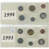 Image 1 : Canadian Uncirculated Set 1993, 1994 Lot of 2