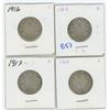 Image 1 : Canadian 25c 1913, 1914, 1916, 1917 Lot of 4