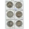 Image 1 : Canadian Silver Dollars 1962, 1963, 1964, 1966 x 2, 1967 Lot of 6