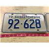 Image 3 : Pair Of 1972 Saskatchewan Plates