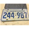 Image 2 : Matched Pair 1972 Sask License Plates (2)