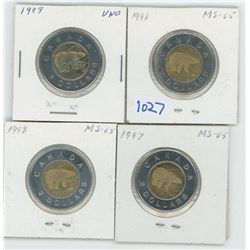 Canadian Twoonie Various Dates & Grades Lot of 4