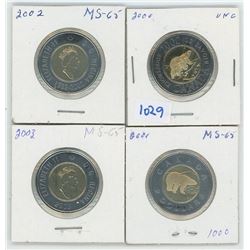 Canadian Twoonie Various Dates & Grades Lot of 4