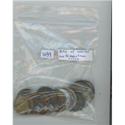 Bag of British & French Coins Lot of 29