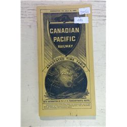 Canadian Pacific Railway Timetable 1882