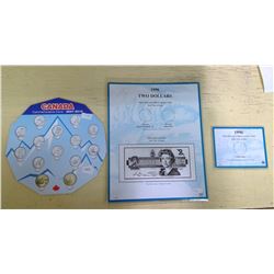 Coins of Canada 2007-2010 Vancouver Olympic Blank Card for 2$ Coin and Bill (1996) First Year of the