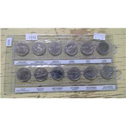 1992 Canada Unc. Coins Set of 12, 125 Years of Confederation