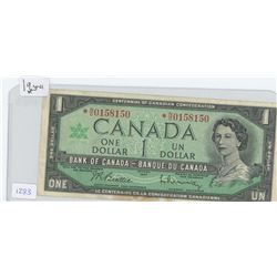 1967 Canadian $1 Bill Bank of Canada