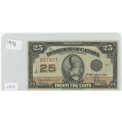 1923 Canadian 25c Dominion of Canada