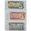 Image 1 : Canadian Bills $1 - 1973, $2 - 1974, $5 - 1979  Lot of 3