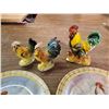 Image 2 : HEN & ROOSTER SALT & PEPPER, FIGURINE & TWO PLATES