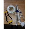 Image 1 : MAGNIFYING LIGHT (WORKS, NEEDS REPAIR) & ADJUSTABLE NECK LIGHT (NEEDS BATTERIES)