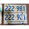 Image 1 : TWO 1976 SASKATCHEWAN LICENSE PLATES FRONT & BACK