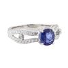 Image 1 : 1.88 ctw Sapphire and Diamond Ring - 18KT White Gold
