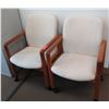 Image 1 : Qty 2 Wooden Reception Chairs w/ Upholstered Seat & Back