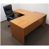 Image 1 : Wooden 2-Piece Desk w/ Drawers & Rolling Office Chair