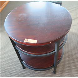 Wooden Round 3-Tier Side Table w/ Metal Frame