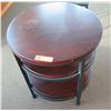 Image 1 : Wooden Round 3-Tier Side Table w/ Metal Frame