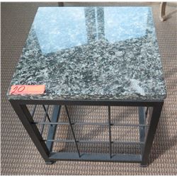 Square Stone-Top End Table w/ Metal Base