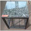 Image 1 : Square Stone-Top End Table w/ Metal Base