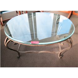 Round Glass-Top Table w/ Metal Base