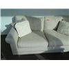 Image 2 : White Upholstered Loveseat w/ Accent Pillows