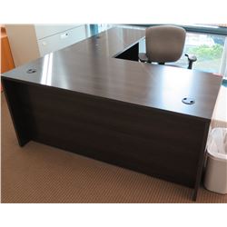Wooden 'L' Shaped Desk w/ Drawers & Rolling Office Chair