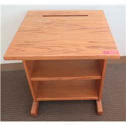 Wooden Printer Stand w/ Undershelving & Paper Feed Slot