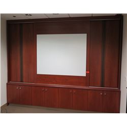 Wall Cabinet System w/ White Board & 4 Double-Door Cabinets